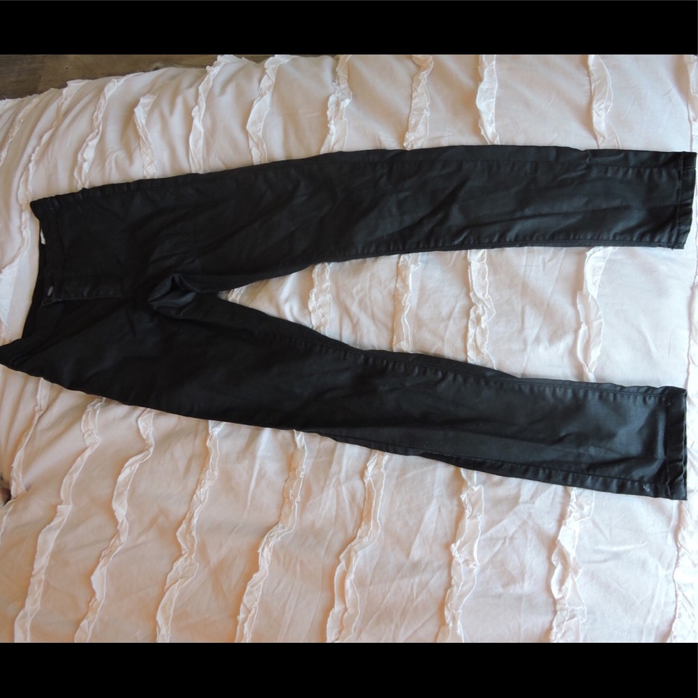Top shop coated black high waisted jeans